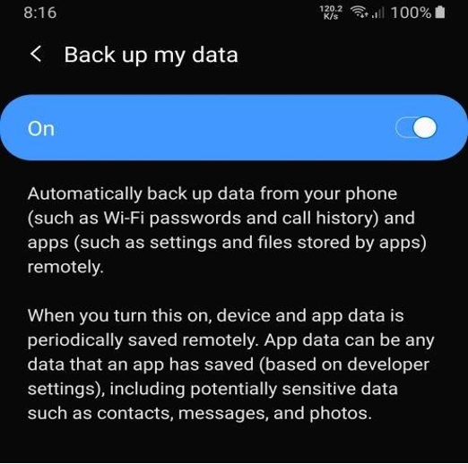 back up data to google account